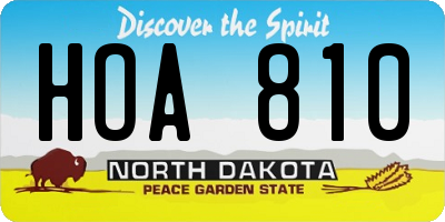 ND license plate HOA810