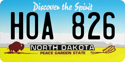 ND license plate HOA826