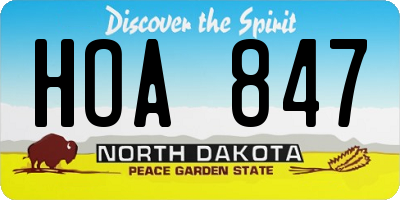 ND license plate HOA847