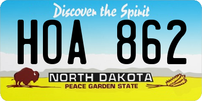 ND license plate HOA862