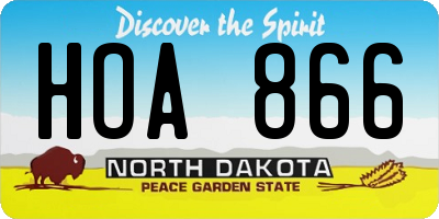 ND license plate HOA866
