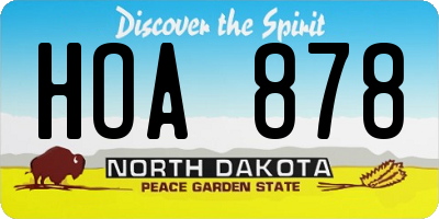 ND license plate HOA878