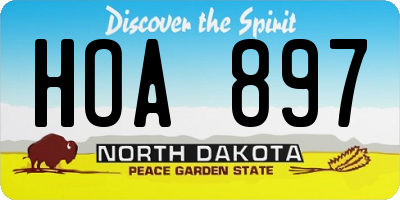 ND license plate HOA897