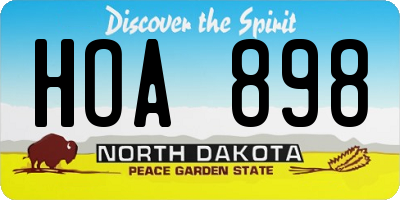 ND license plate HOA898