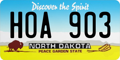 ND license plate HOA903