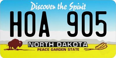 ND license plate HOA905