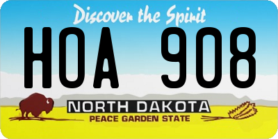 ND license plate HOA908