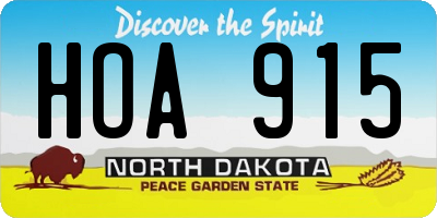 ND license plate HOA915