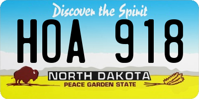 ND license plate HOA918