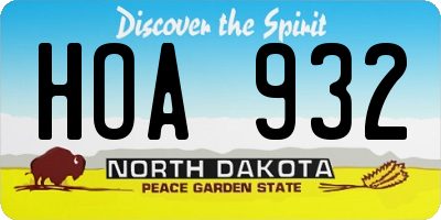 ND license plate HOA932