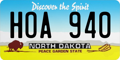 ND license plate HOA940