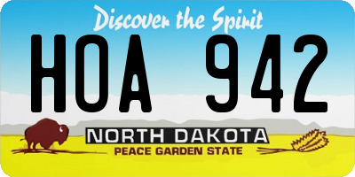 ND license plate HOA942
