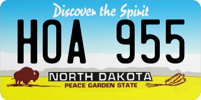 ND license plate HOA955