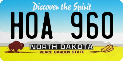 ND license plate HOA960