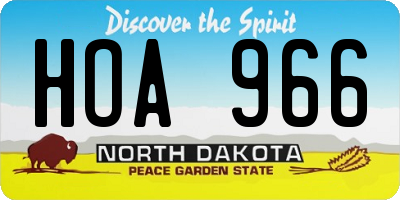 ND license plate HOA966