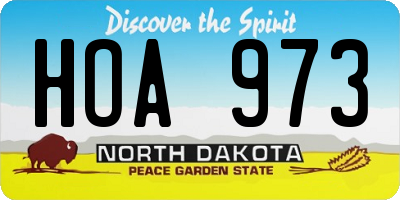 ND license plate HOA973