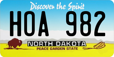 ND license plate HOA982