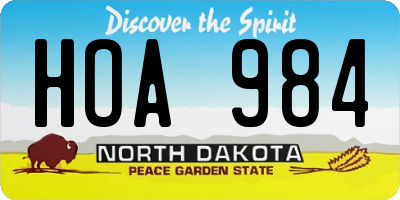 ND license plate HOA984