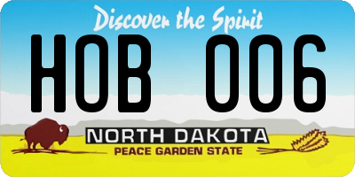 ND license plate HOB006