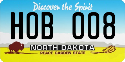 ND license plate HOB008