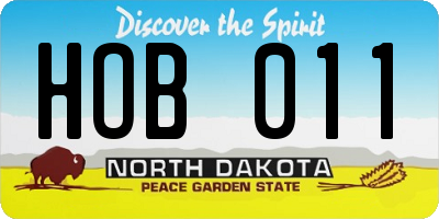 ND license plate HOB011