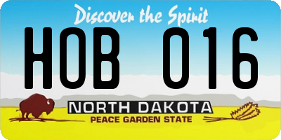 ND license plate HOB016