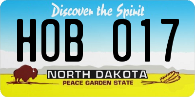 ND license plate HOB017