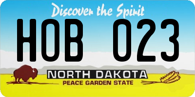 ND license plate HOB023
