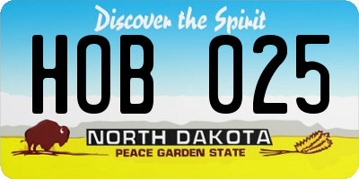 ND license plate HOB025