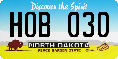 ND license plate HOB030