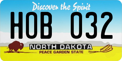 ND license plate HOB032