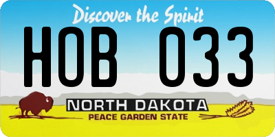 ND license plate HOB033
