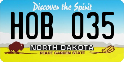 ND license plate HOB035
