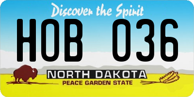 ND license plate HOB036