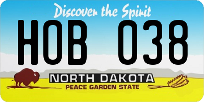 ND license plate HOB038