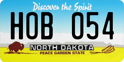 ND license plate HOB054