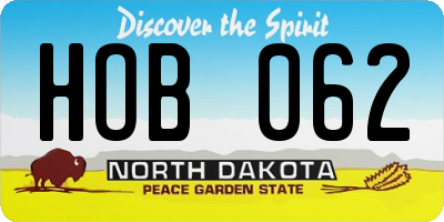 ND license plate HOB062