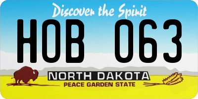 ND license plate HOB063
