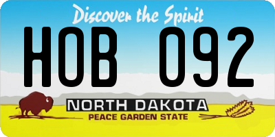 ND license plate HOB092