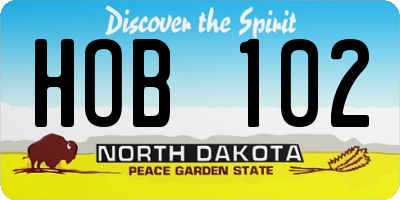 ND license plate HOB102