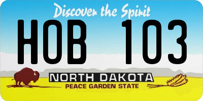 ND license plate HOB103