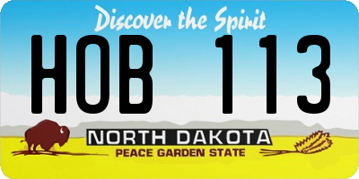 ND license plate HOB113