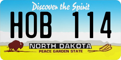ND license plate HOB114