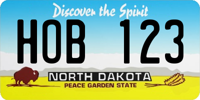 ND license plate HOB123