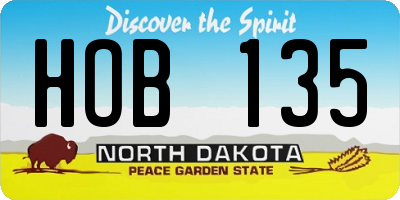 ND license plate HOB135