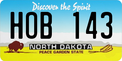 ND license plate HOB143
