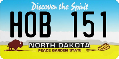 ND license plate HOB151