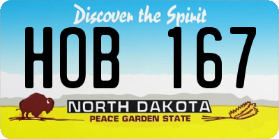 ND license plate HOB167