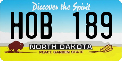 ND license plate HOB189