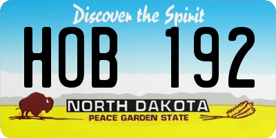 ND license plate HOB192